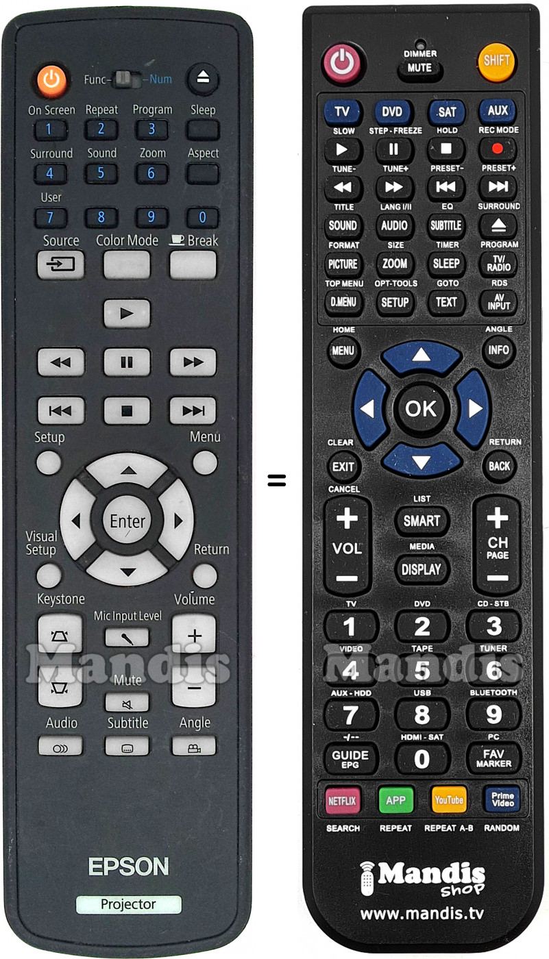 Télécommande équivalente Epson EH-DM3