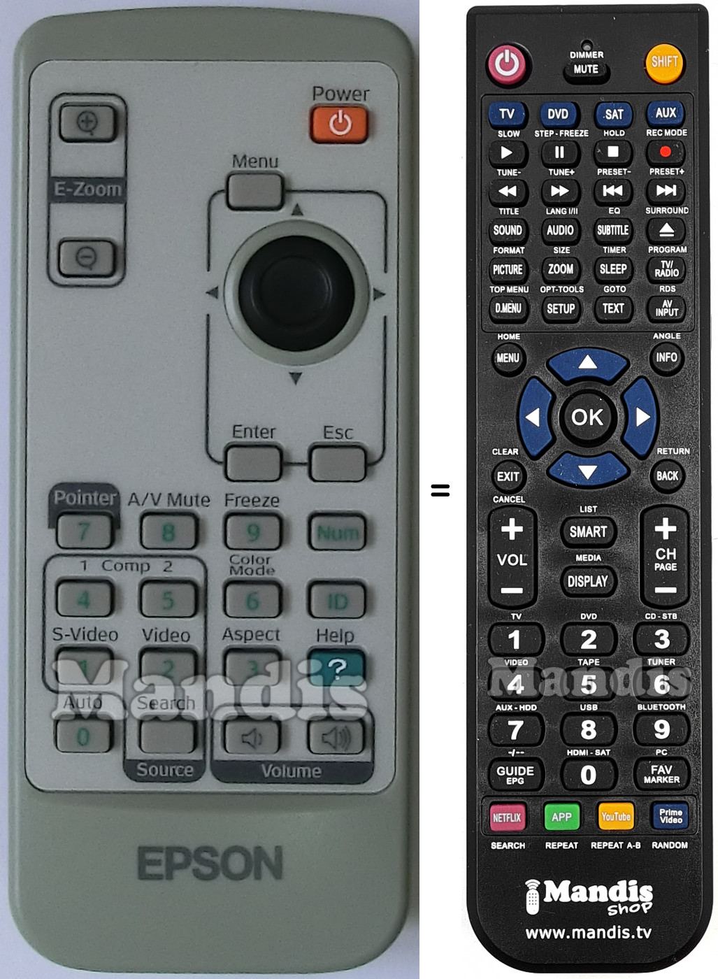 Télécommande équivalente Epson EMP-6110