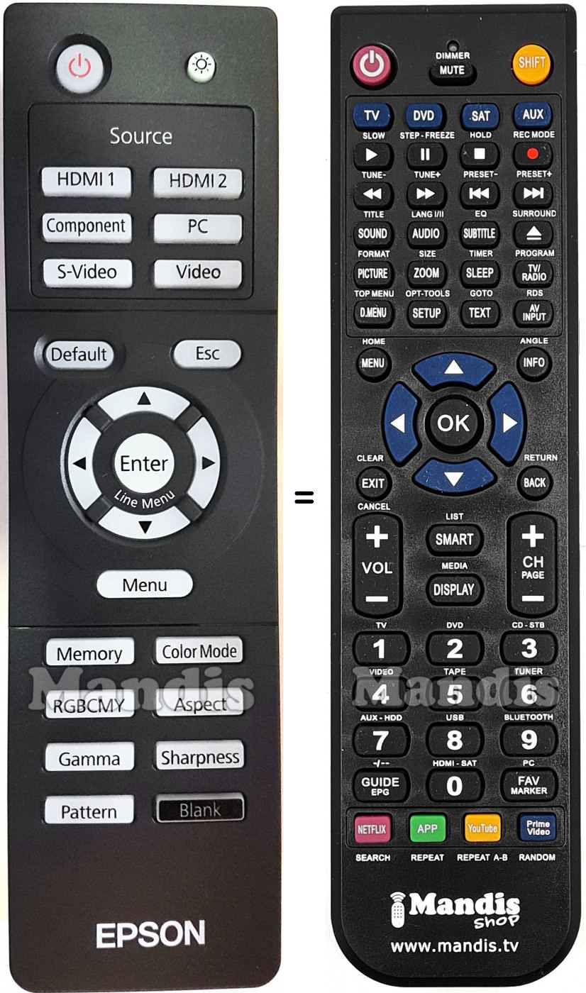 Télécommande équivalente Epson EH-TW5800