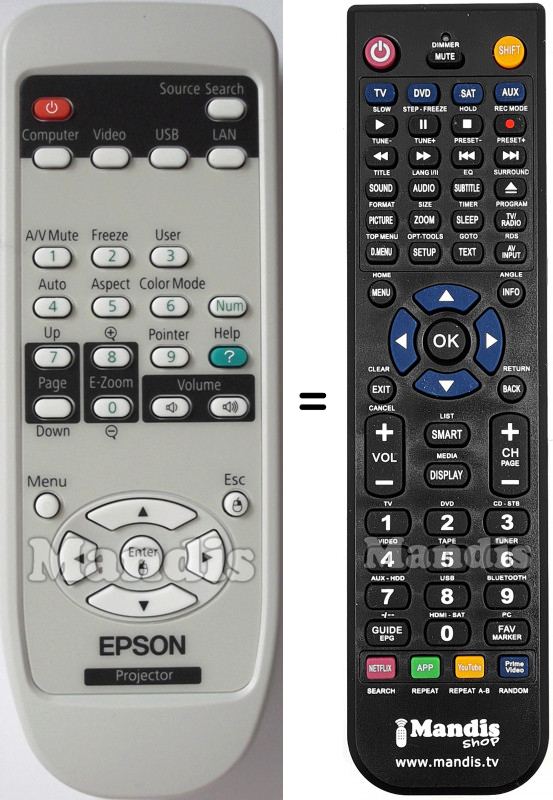 Télécommande équivalente Epson EB-825H