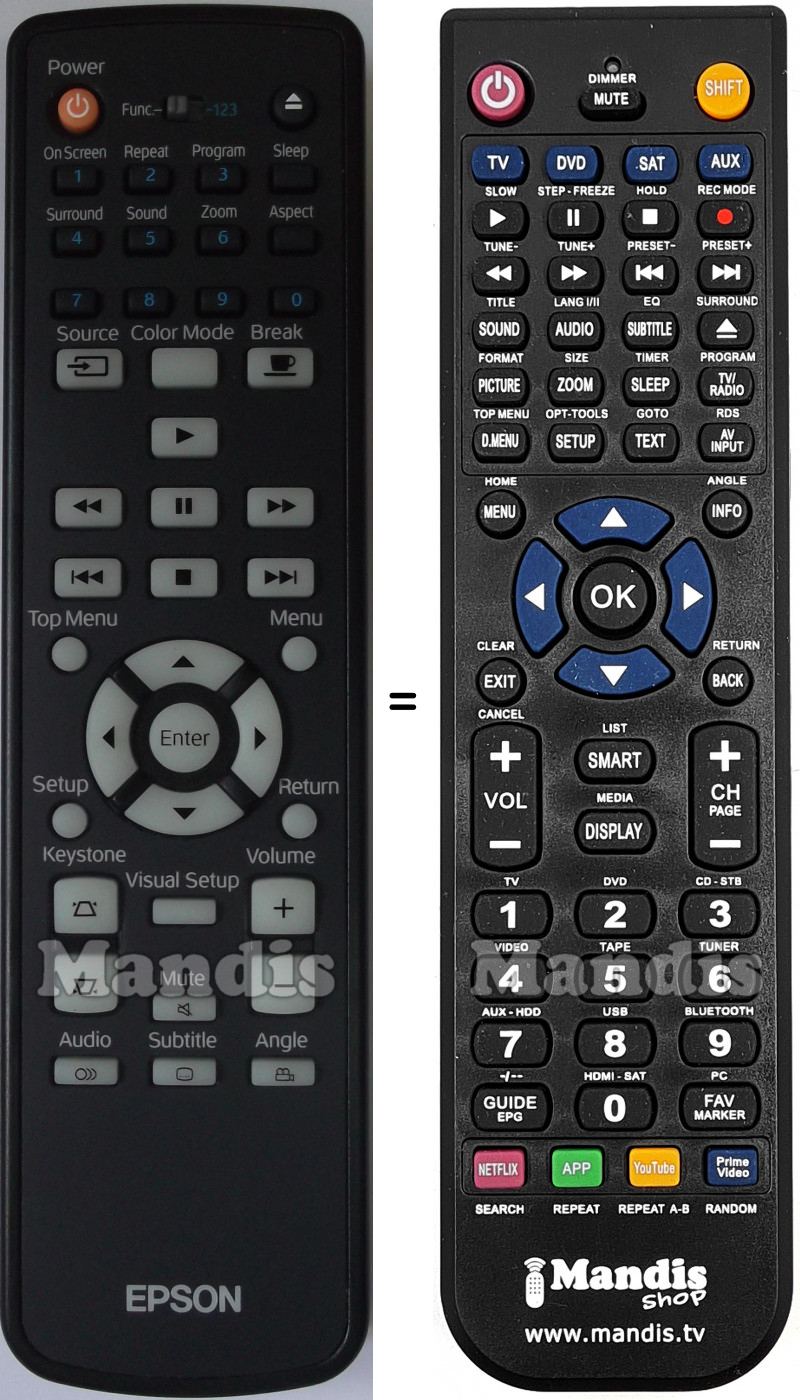 Télécommande équivalente Epson EH-DM2