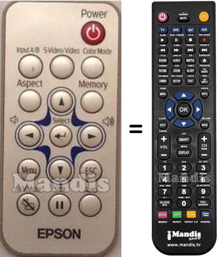Télécommande équivalente Epson EMP-TW10H