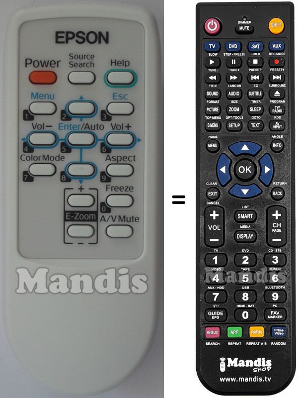 Télécommande équivalente Epson EMP-822