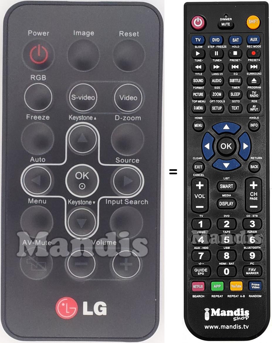 Télécommande équivalente LG COV30392301