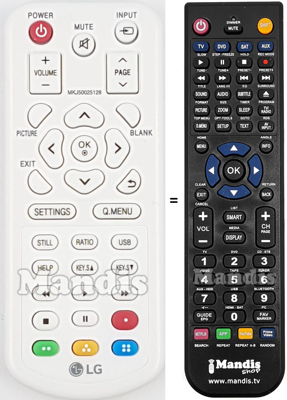 Télécommande équivalente LG MKJ50025128