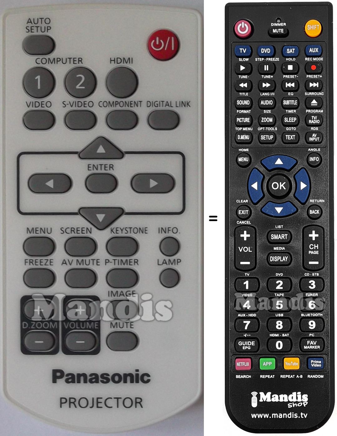 Télécommande équivalente Panasonic 6451058157