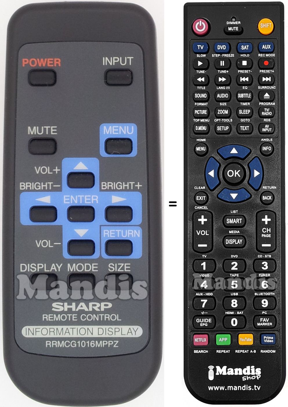Télécommande équivalente RRMCG1016MPPZ