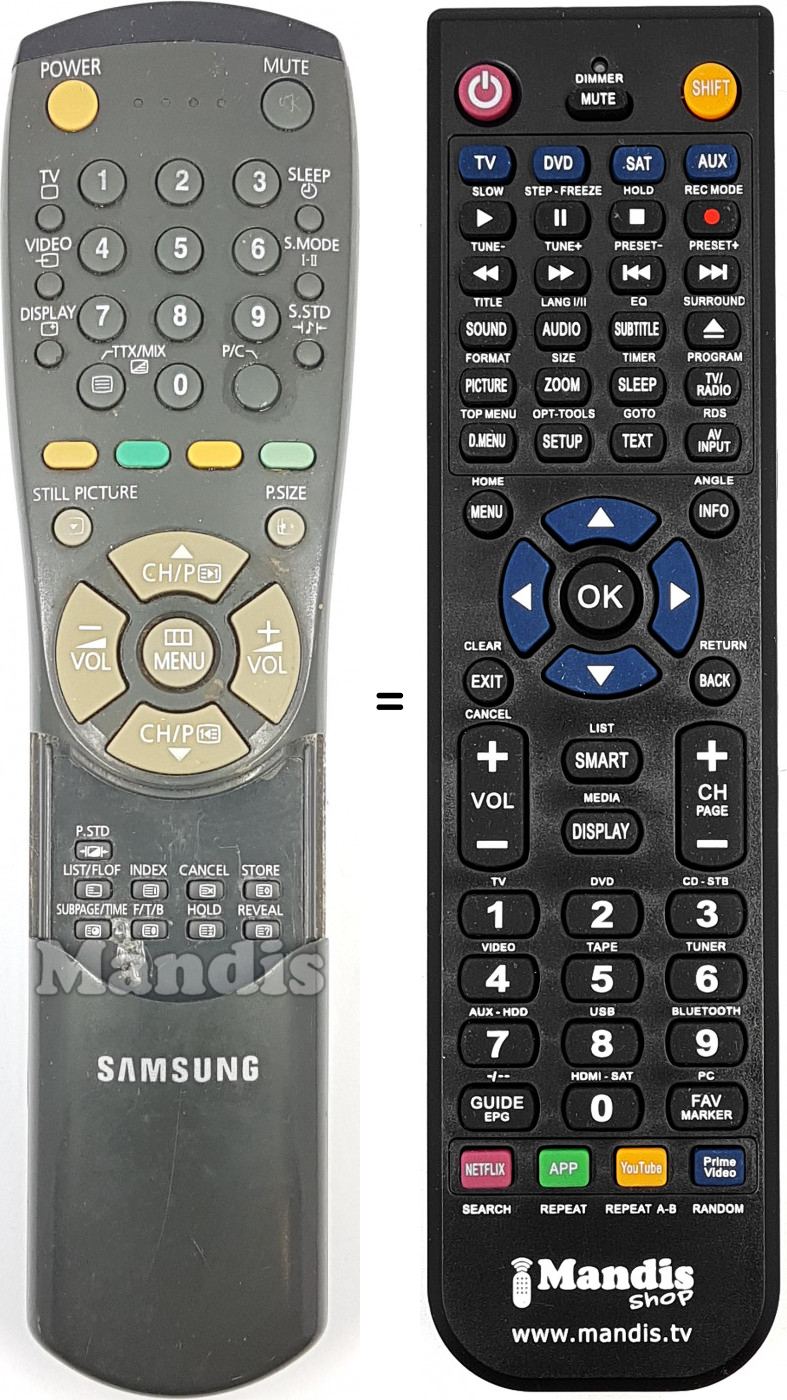 Télécommande équivalente Samsung 00023A