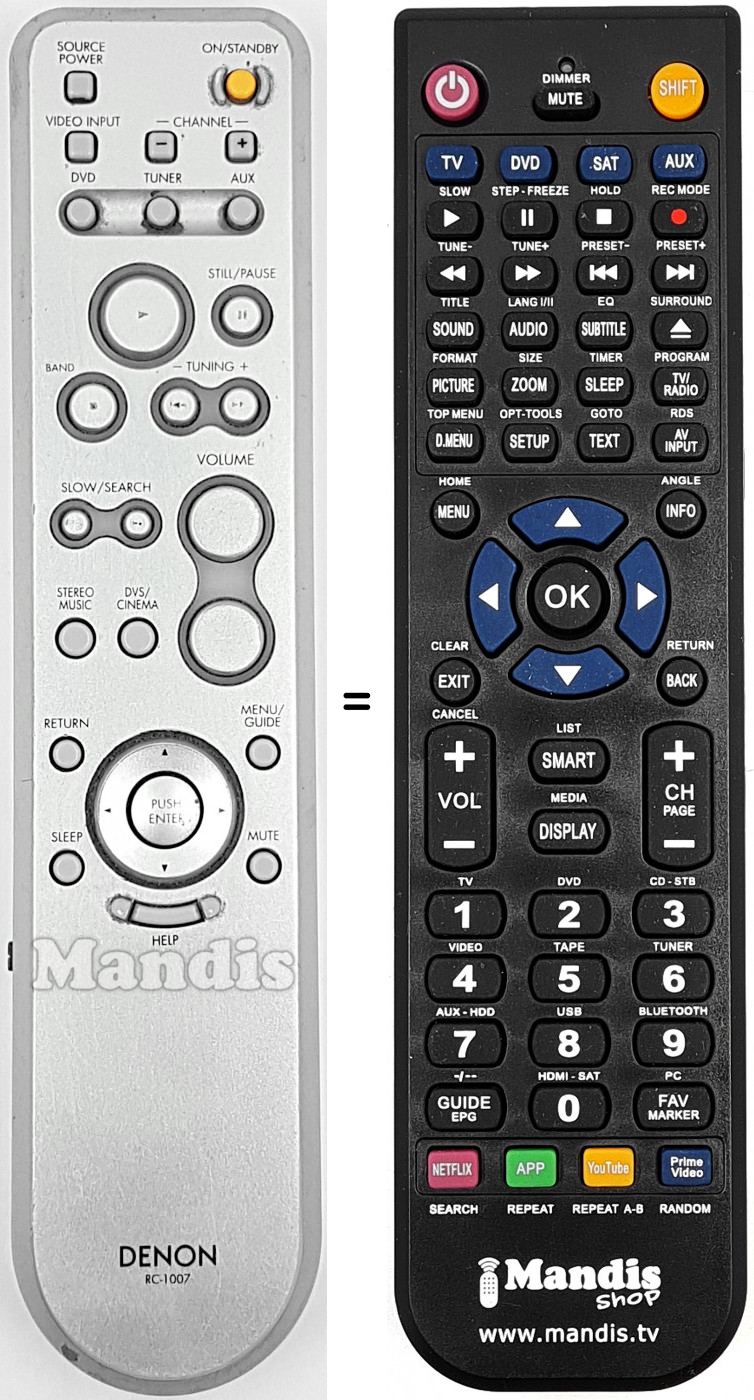 Télécommande équivalente Denon RC-1007