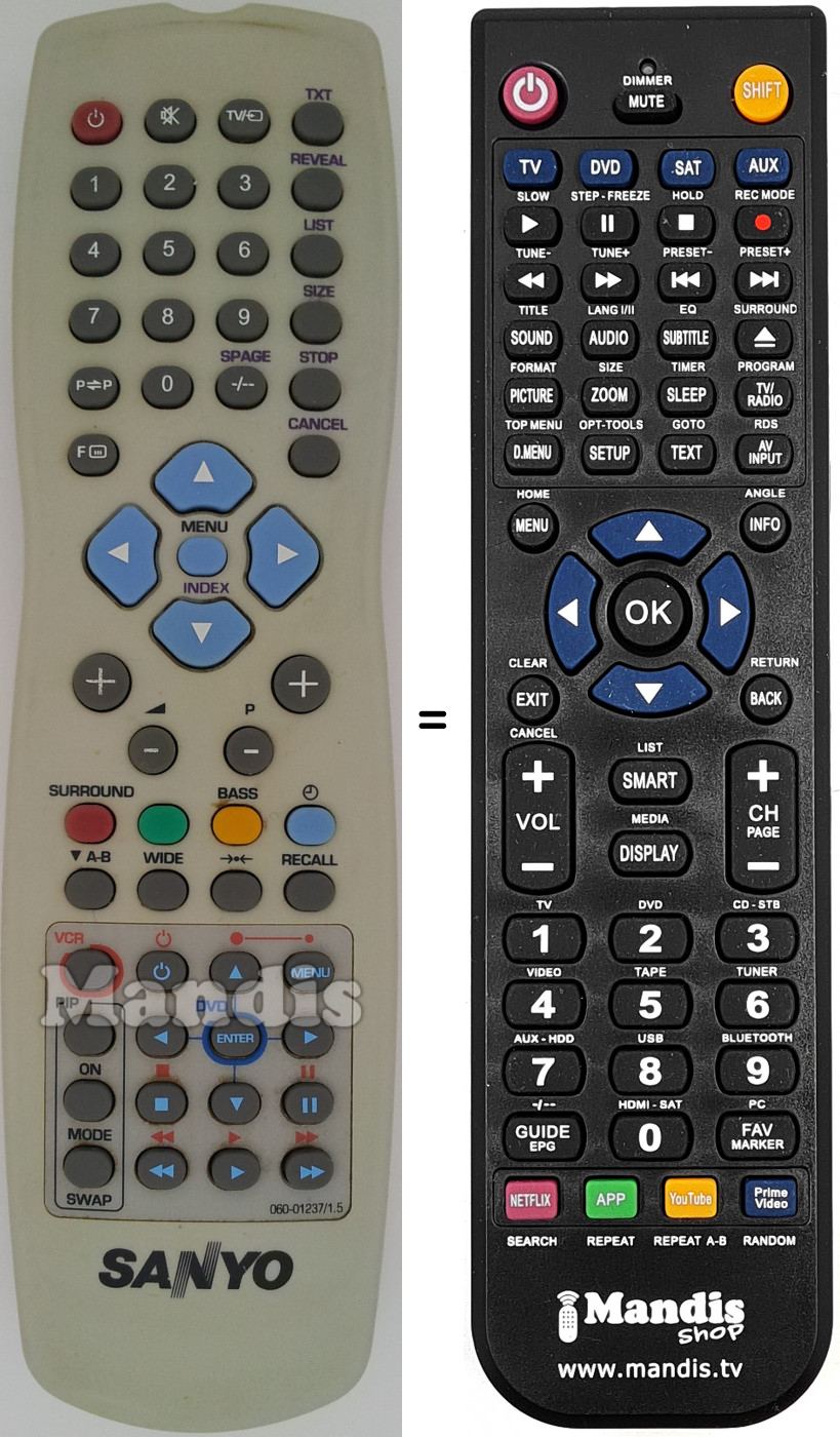 Télécommande équivalente 0600123715
