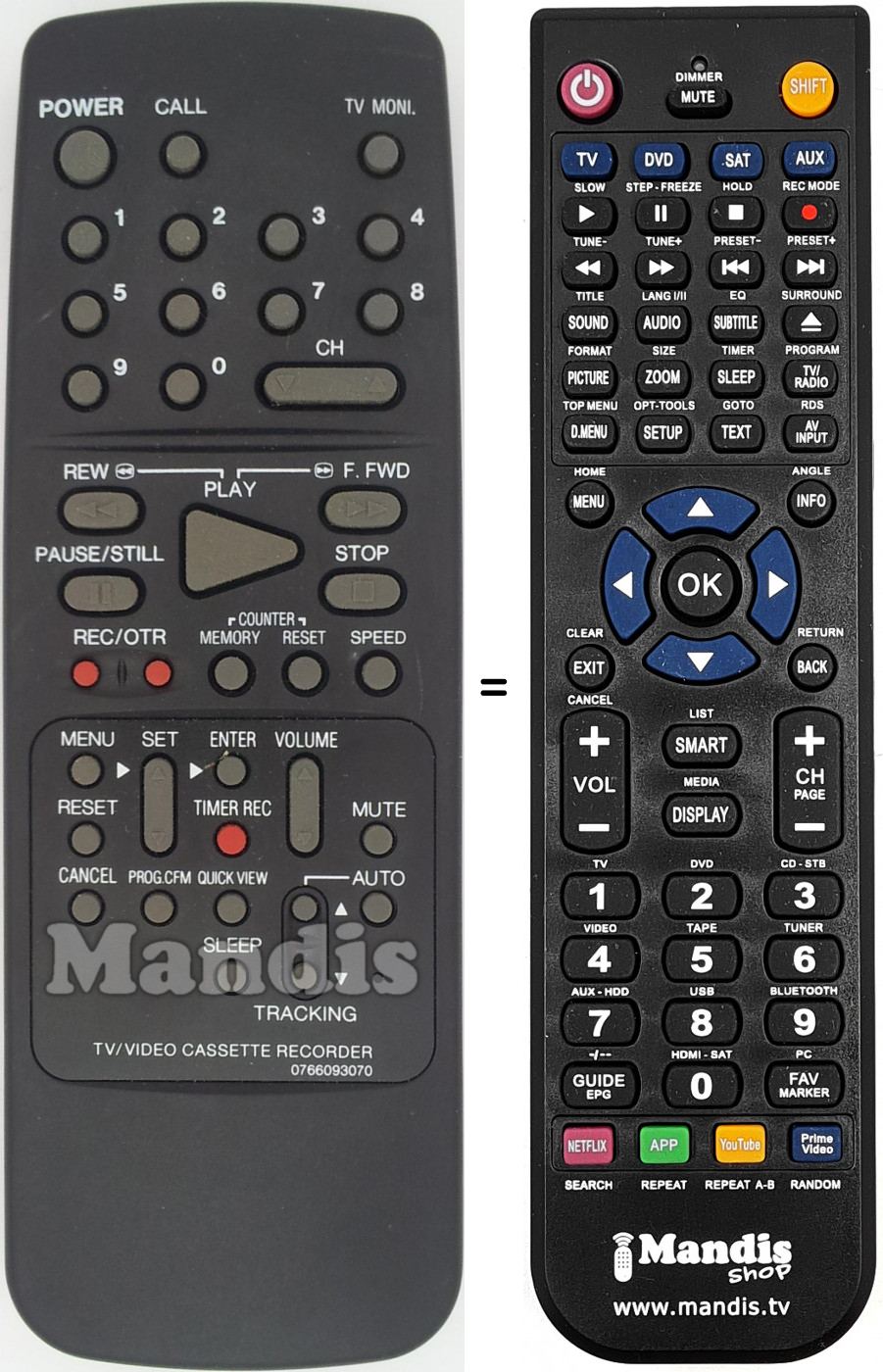 Télécommande équivalente 0766093070