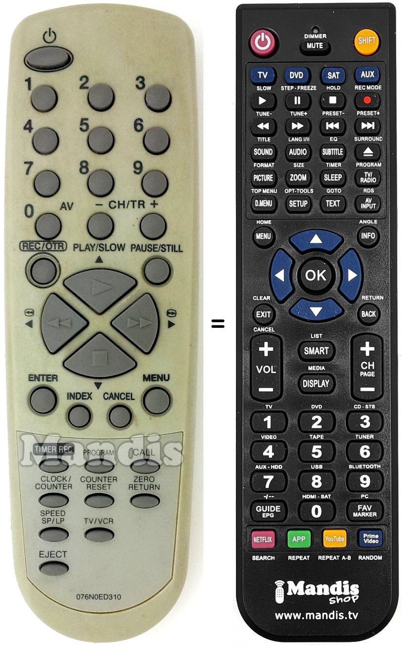 Télécommande équivalente 076N0ED310