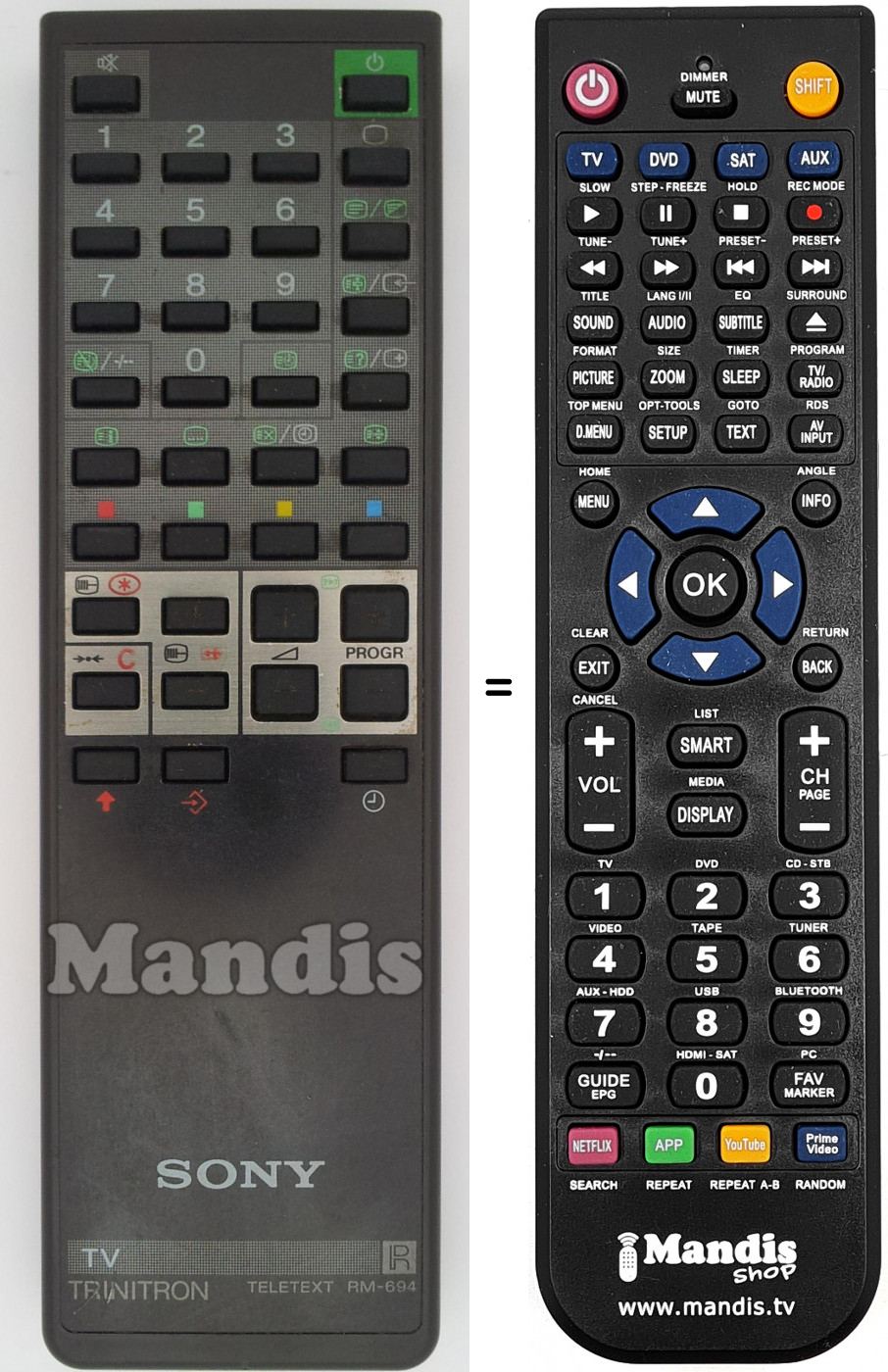 Télécommande équivalente Sony RM-694