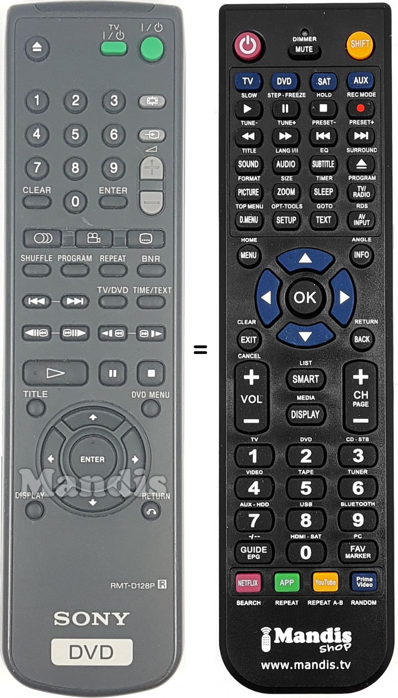 Télécommande équivalente RMT-D 128 P