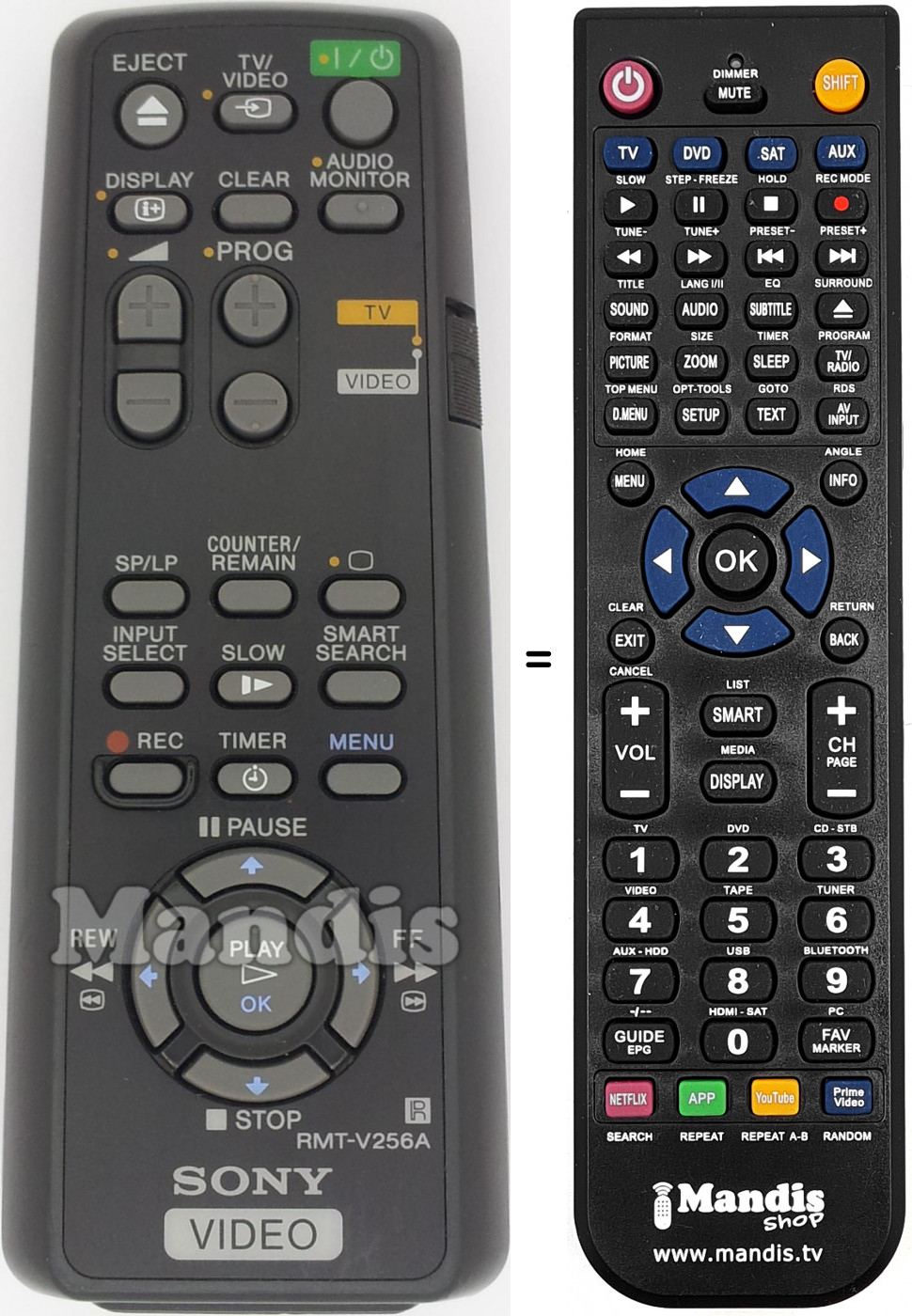 Télécommande équivalente RMT-V 256 A