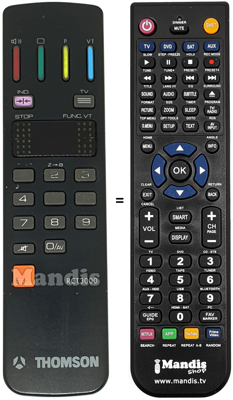 Télécommande équivalente RCT 3000