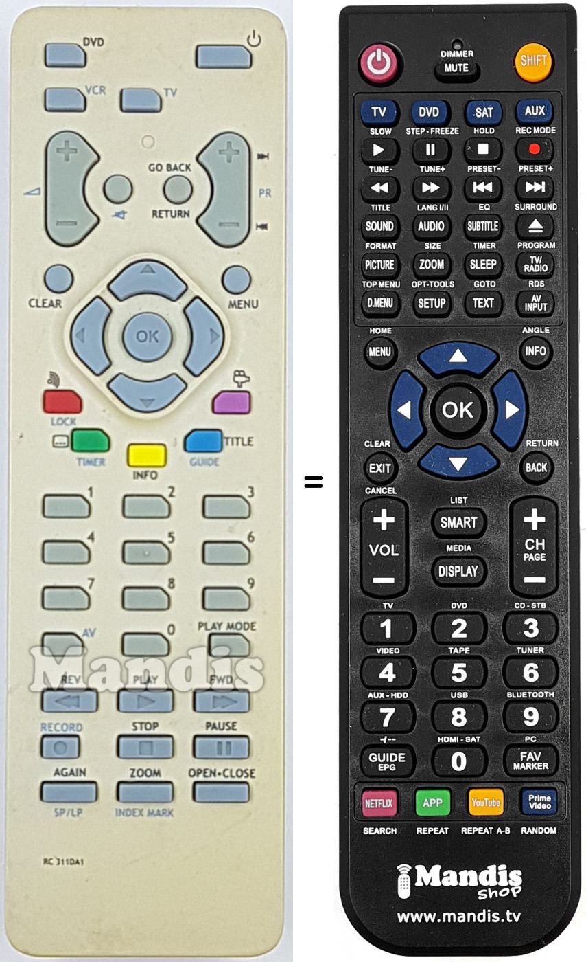 Télécommande équivalente Thomson RC311DA1