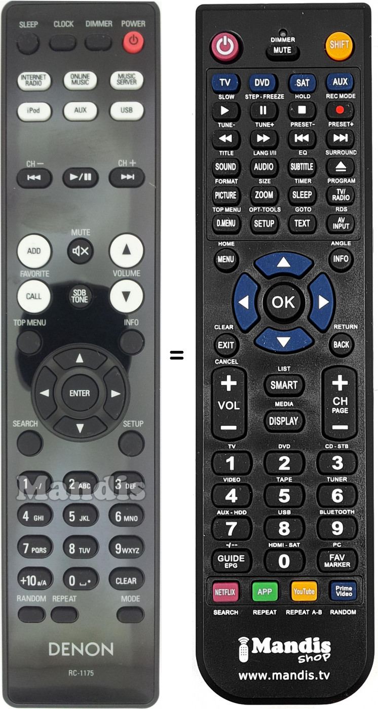 Télécommande équivalente Denon RC-1175