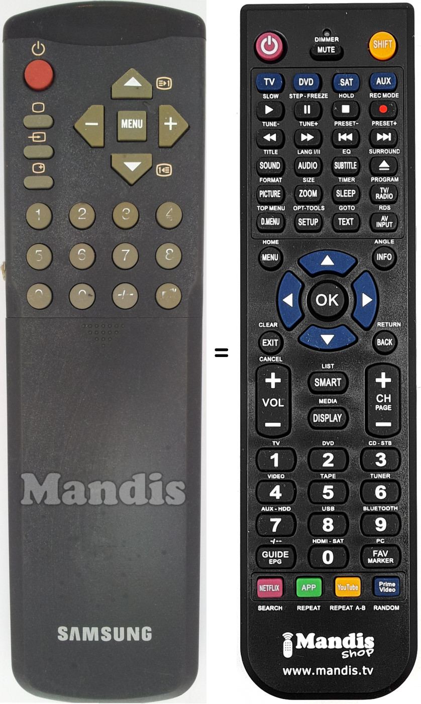 Télécommande équivalente Samsung 3F14-00037-041