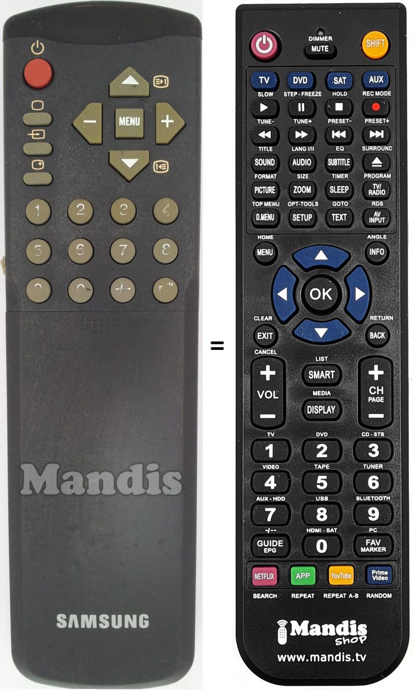 T&eacute;l&eacute;commande &eacute;quivalente Samsung 3F14-00037-041
