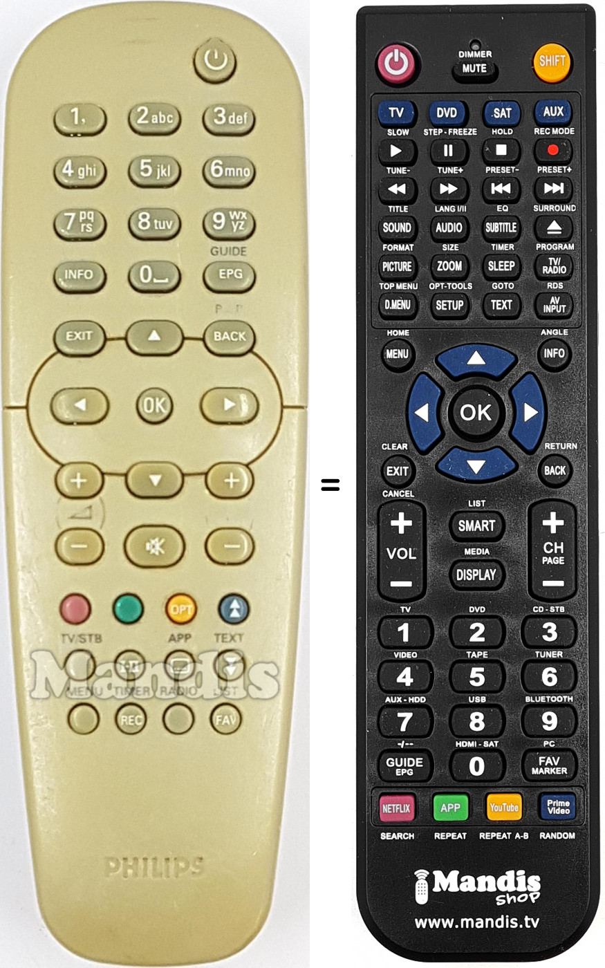 Télécommande équivalente Philips 482221830617