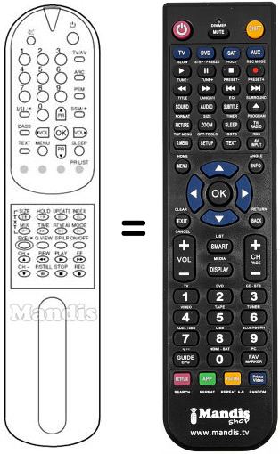 Télécommande équivalente LG 6710V00009M