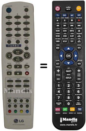 Télécommande équivalente LG 6710V00088B