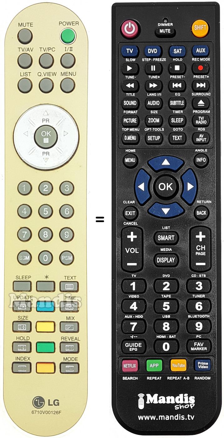 Télécommande équivalente 6710V00126F