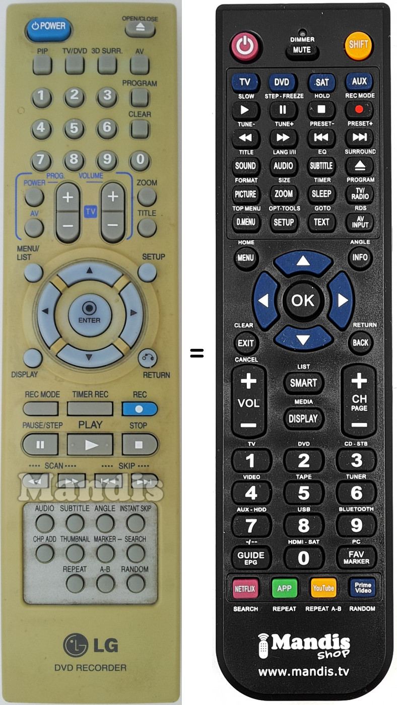 Télécommande équivalente LG 6711R1N148B