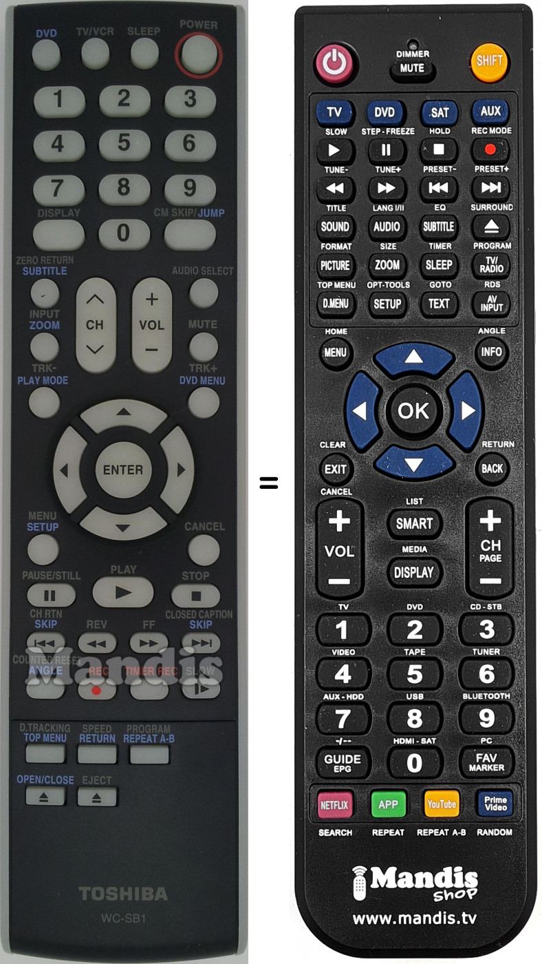 Télécommande équivalente WC-SB1