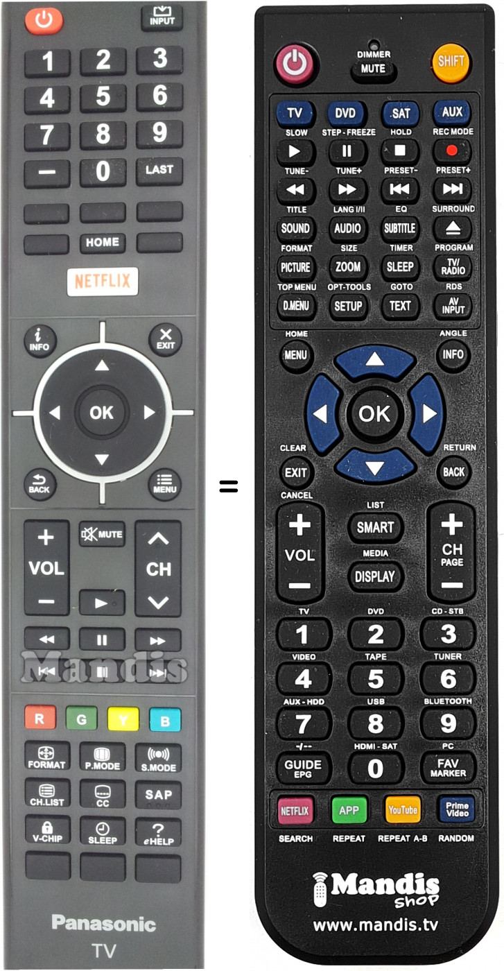 Télécommande équivalente Panasonic 845-050-05B4