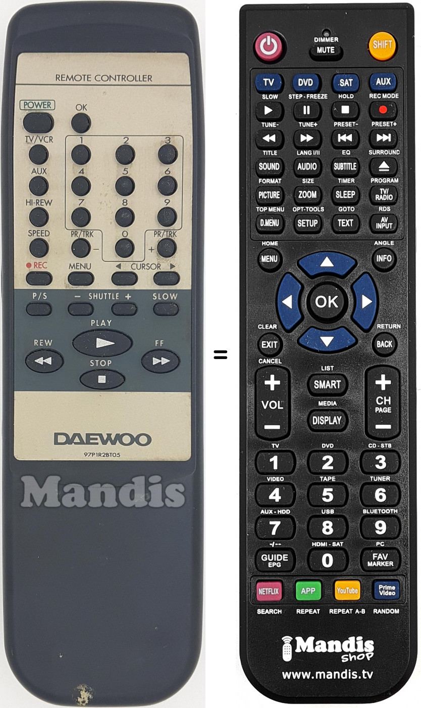 Télécommande équivalente 97P1R2BT05