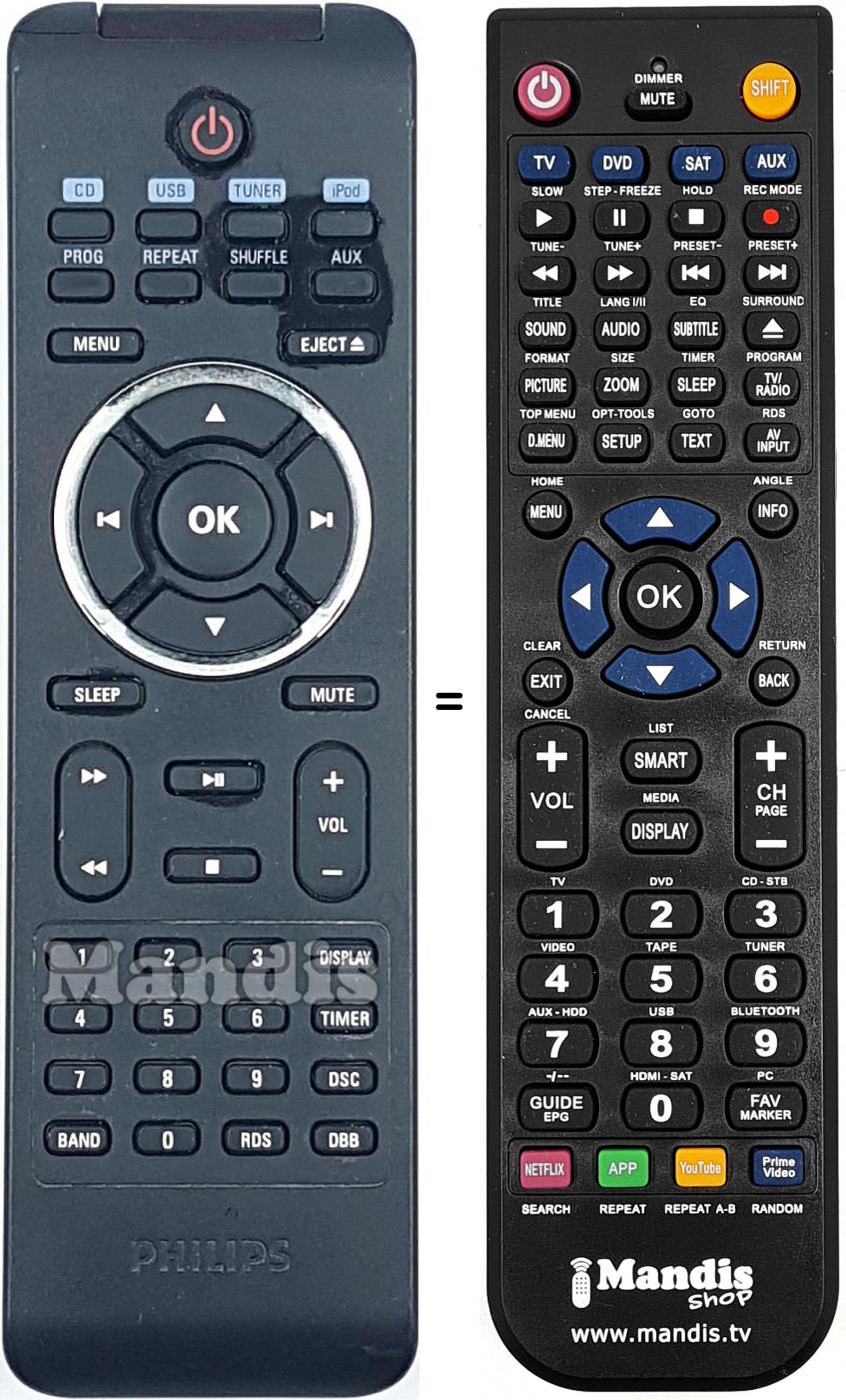 Télécommande équivalente Philips 996510029696