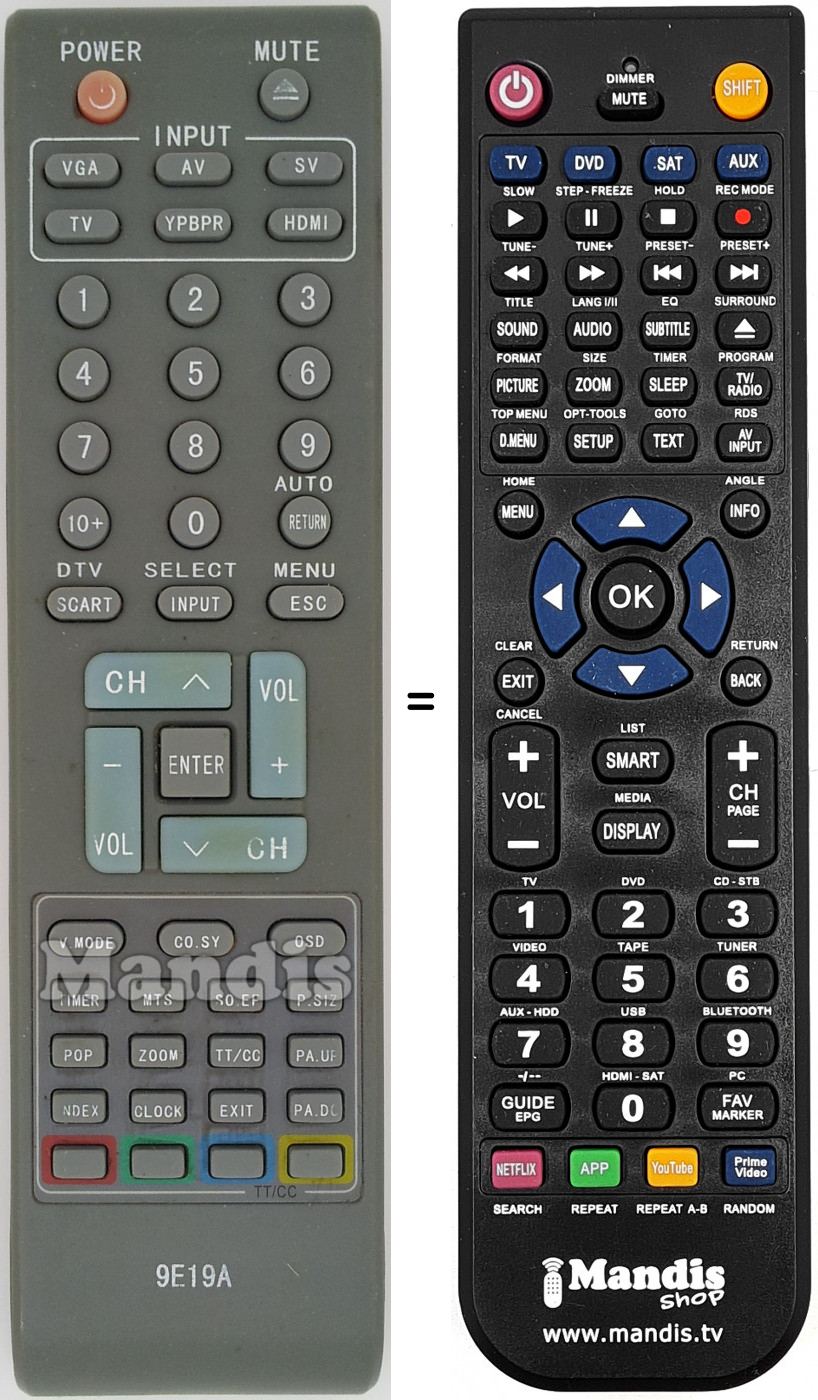 Télécommande équivalente 9E19A