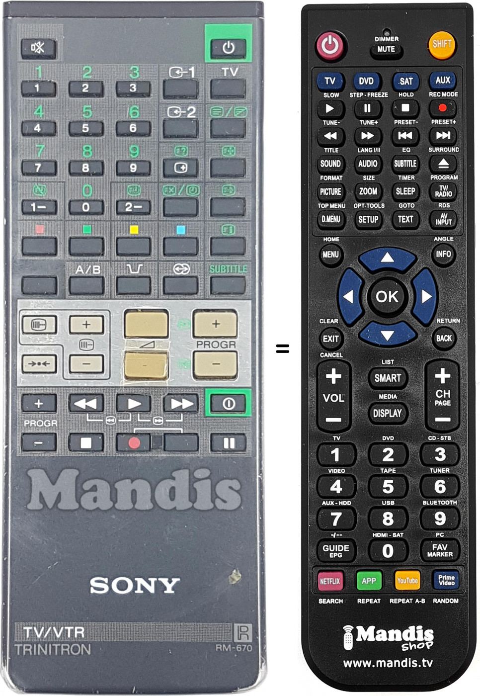 Télécommande équivalente Sony RM-670