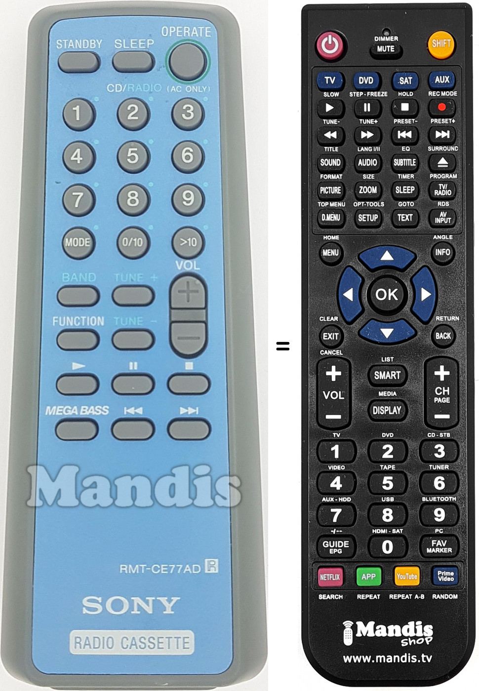 Télécommande équivalente RMT-CE77AD