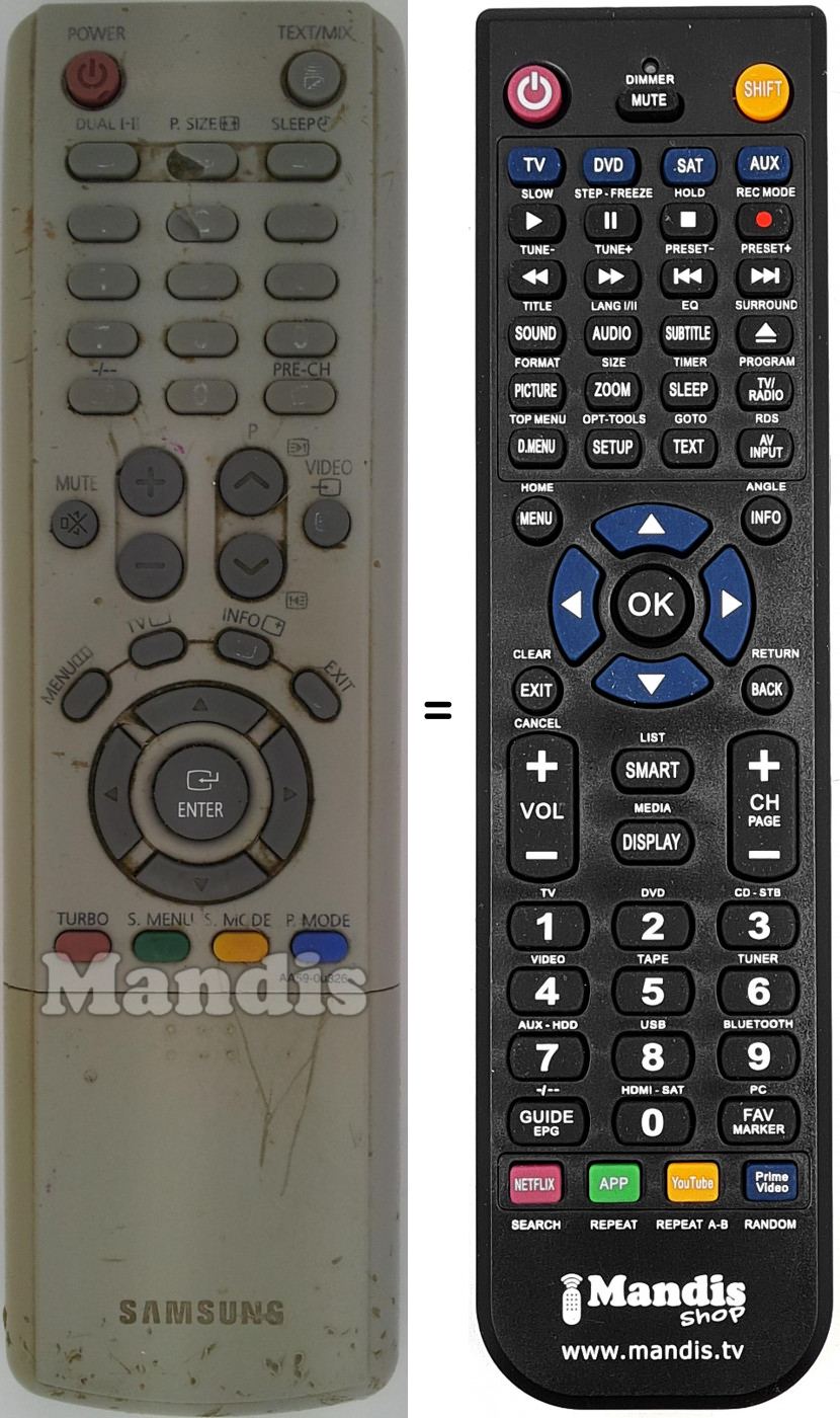 Télécommande équivalente Samsung AA 59-00326 A