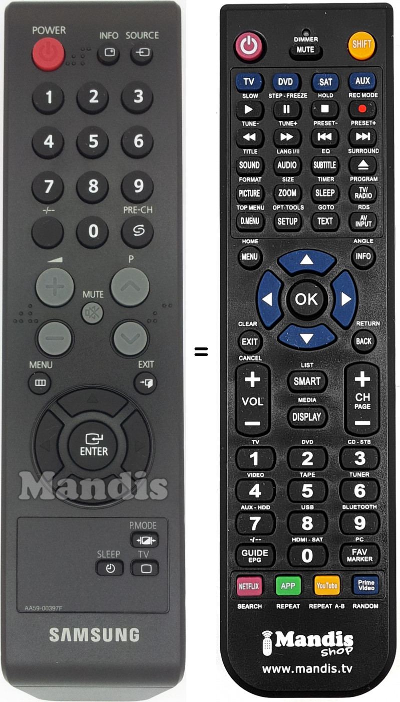 Télécommande équivalente AA59-00397F