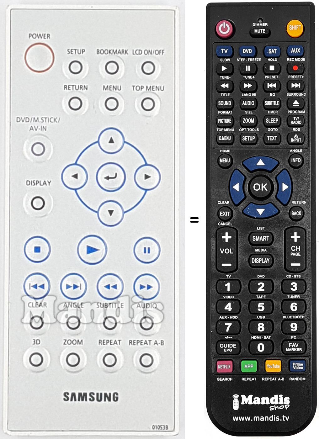 Télécommande équivalente Samsung AH5901053B