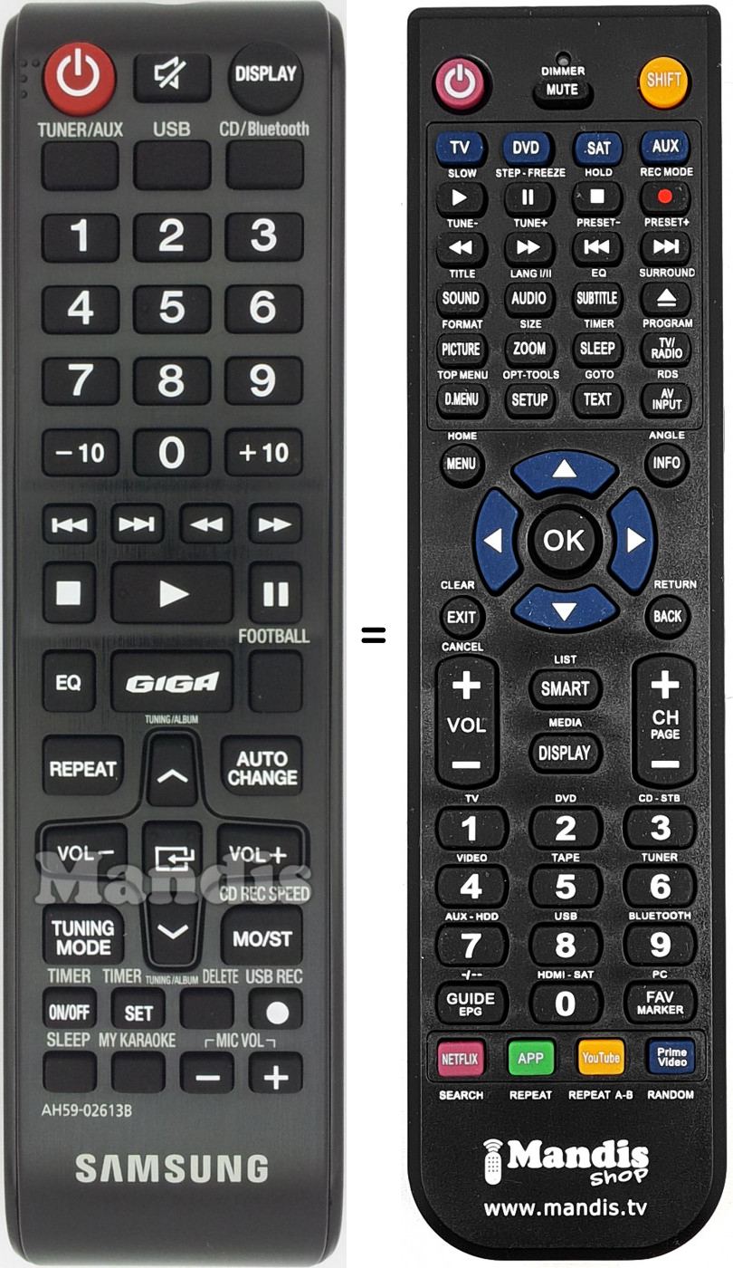 Télécommande équivalente Samsung AH59-02613B