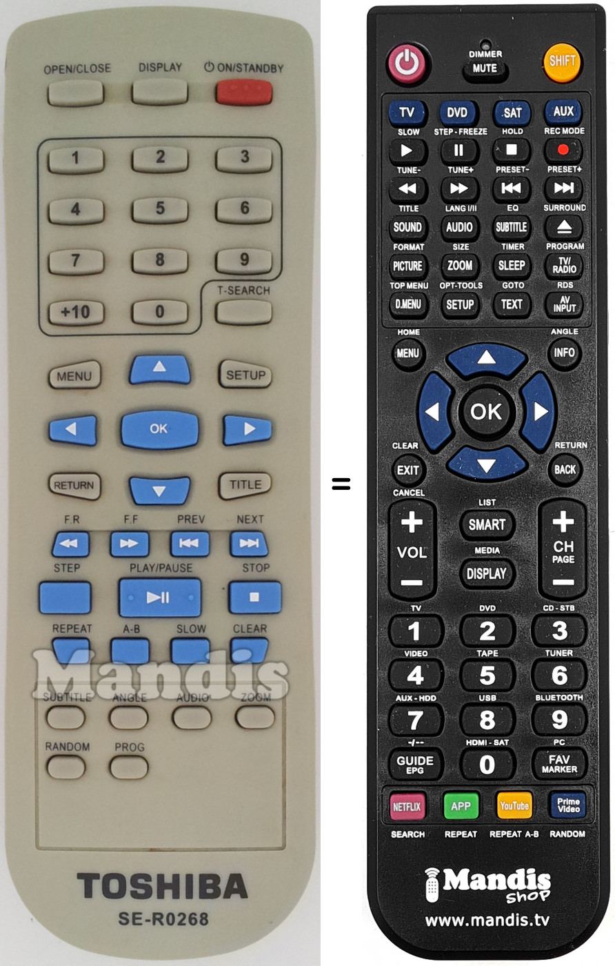 Télécommande équivalente Toshiba SE-R0268
