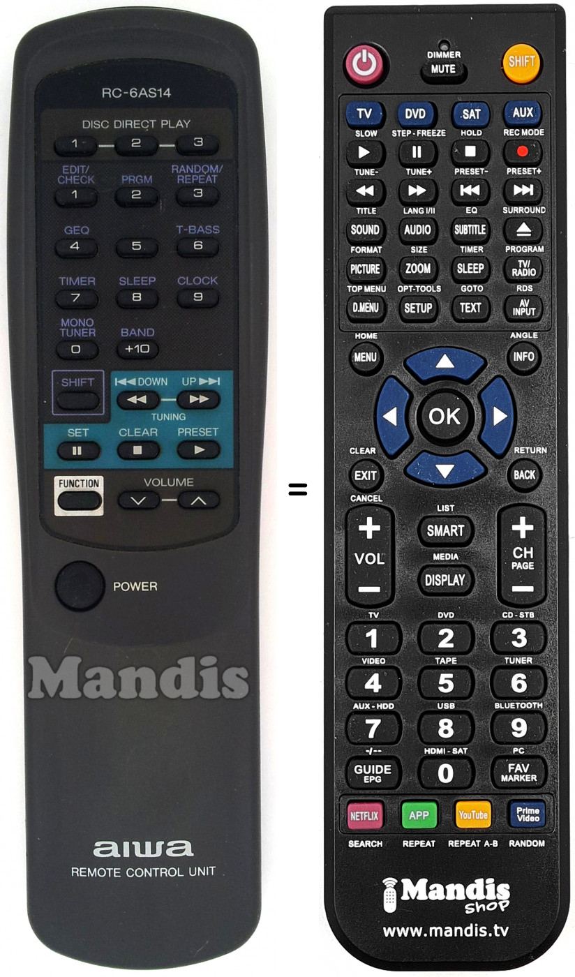 Télécommande équivalente Philips RC-6AS14