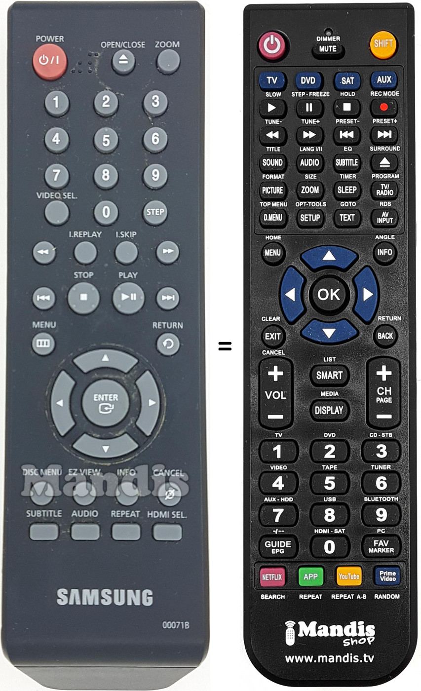 Télécommande équivalente Samsung AK5900071B