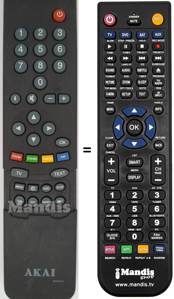 Télécommande équivalente RCN612