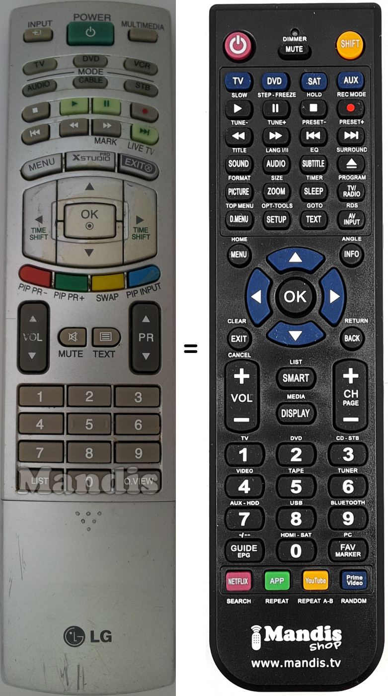 Télécommande équivalente LG AKB 30588001