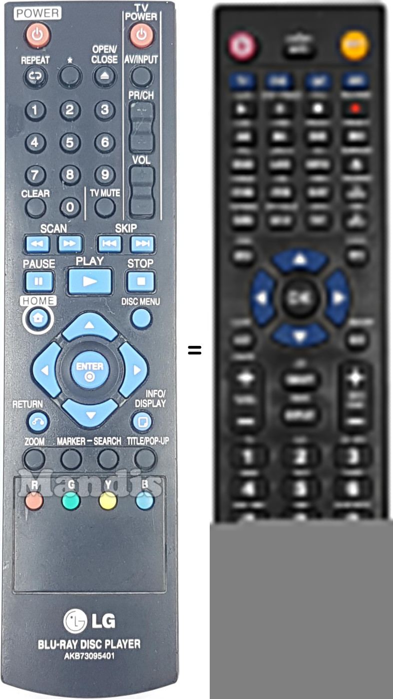 Télécommande équivalente LG AKB73095401 Télécommande équivalente LG AKB73095401