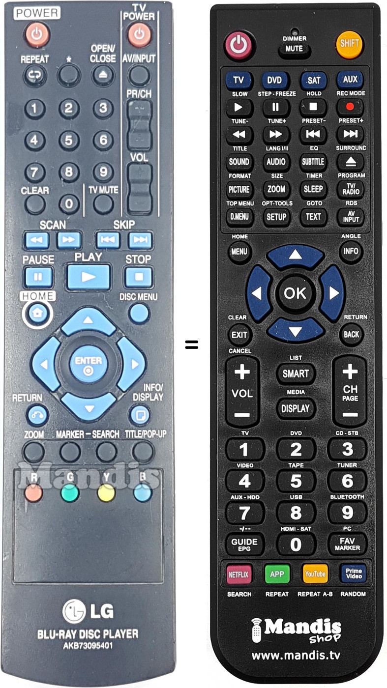 Télécommande équivalente LG AKB73095401