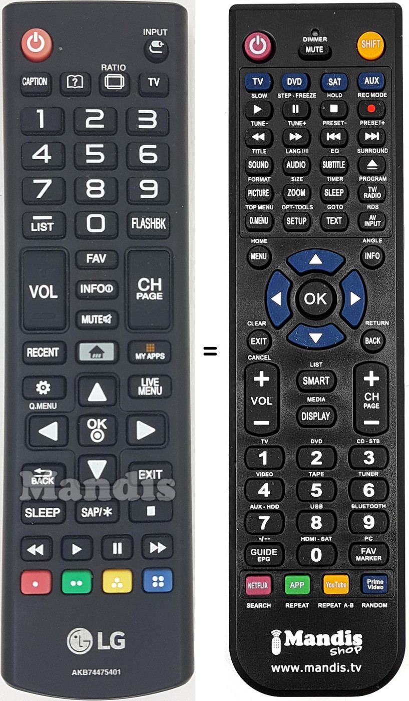 Télécommande équivalente AKB74475401