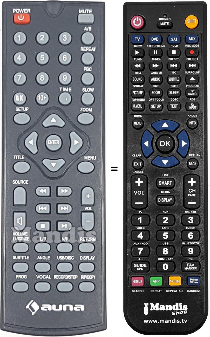 T&eacute;l&eacute;commande &eacute;quivalente AUNA AUNA001