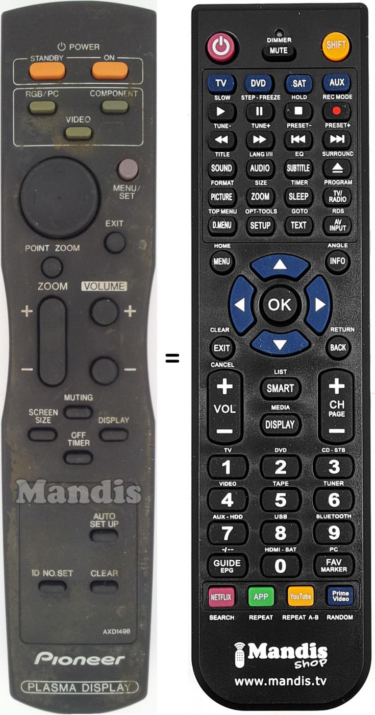 Télécommande équivalente Pioneer AXD 1498